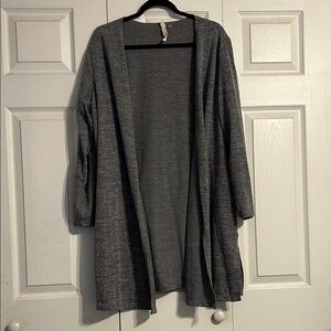 NY COLLECTION Size 2X Heather Blue Gray Women's Open Cardigan Duster Layering